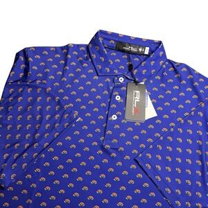 RLX Ralph Lauren Mens XL Performance Golf Polo Shirt Royal Blue Floral Print New